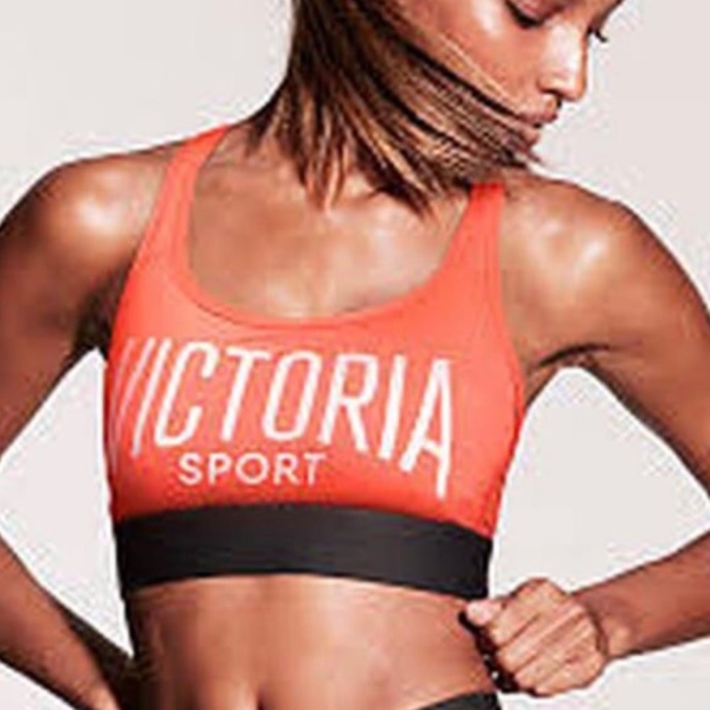 VICTORIAS SECRET Sport Padding Free Pullover Orange Sport Bra | M